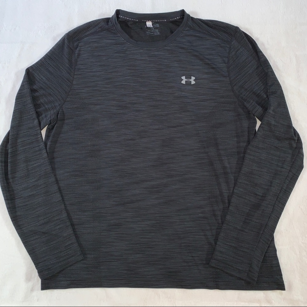 UNDER ARMOUR LONG SLEEVE BLACK/GRAY FITTED SHIRT